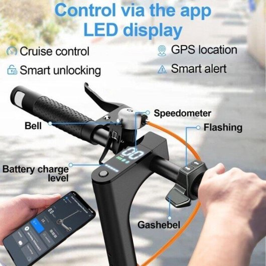 Patinete électrique Todimart T3s 350W Autonomie 30km Roues 8,5'' Intermitents Noir