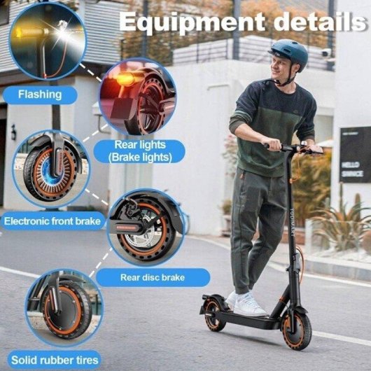 Patinete électrique Todimart T3s 350W Autonomie 30km Roues 8,5'' Intermitents Noir