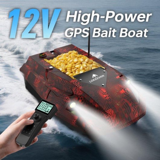 Barco Cebador Lokeevan D50B GPS BeiDou 12V 600m Rojo