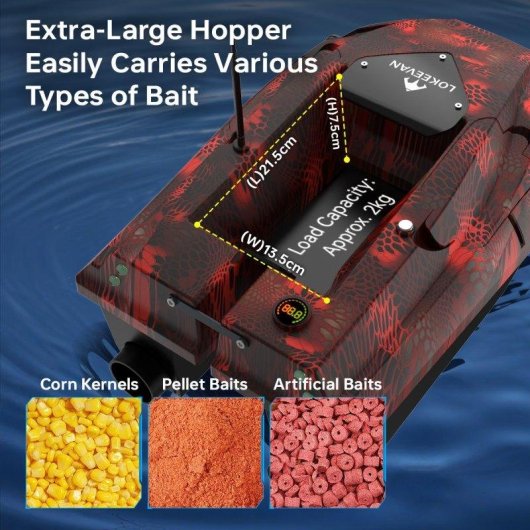 Barco Cebador Lokeevan D50B GPS BeiDou 12V 600m Rojo