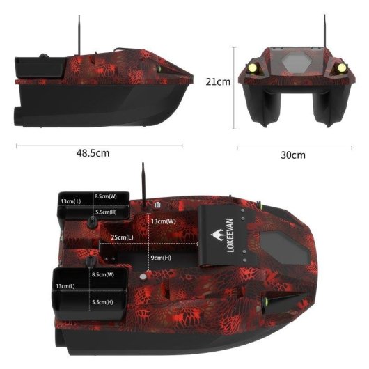 Barco Cebador Lokeevan D70E GPS 600m 3 Compartimentos Sensores y Retorno Automático