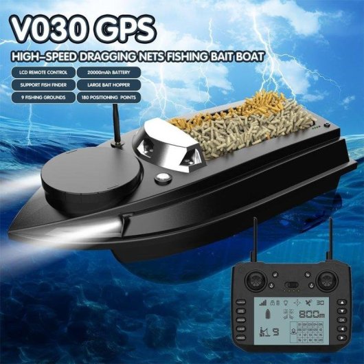 Barco Cebador Lokeevan V030 GPS 800m Buscador de Peces 3kg