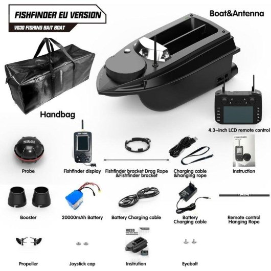 Barco Cebador Lokeevan V030 GPS 800m Buscador de Peces 3kg