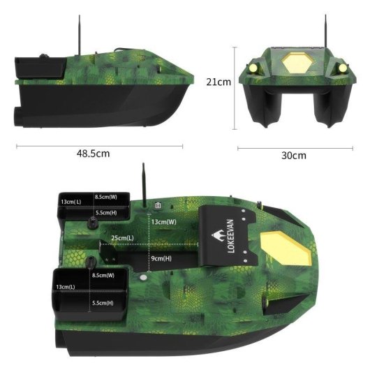 Barco Cebador GPS Lokeevan D70E 12V 600m 3 Compartimentos