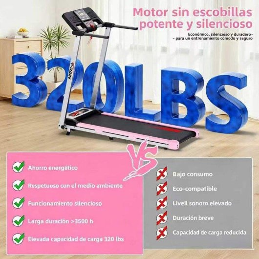 Cinta de correr plegable Tenboom Hf1114 Velocidad 1-14 km/h Inclinación 14% Altavoz Bluetooth