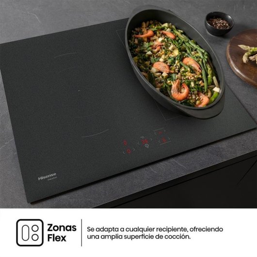 Placa de inducción Hisense 4 zonas 7360W negro mate
