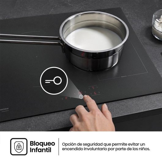 Placa de inducción Hisense 4 zonas 7360W negro mate