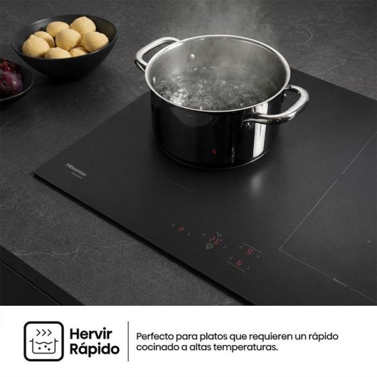 Placa de inducción Hisense 4 zonas 7360W negro mate