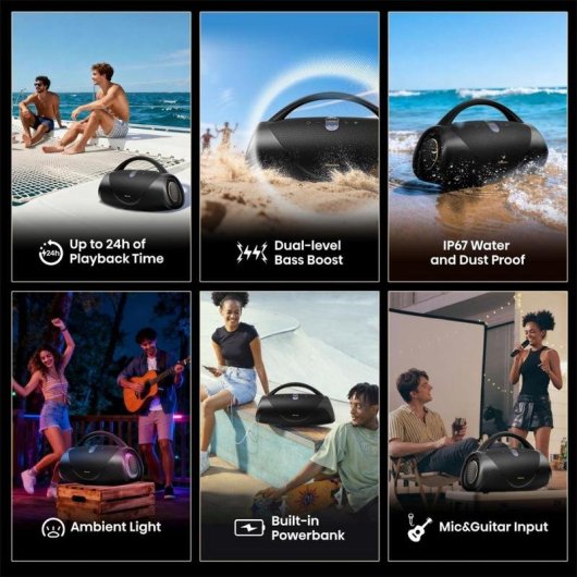 Lautsprecher Hisense tragbar stereo kabellos 360W mit IP67 und 24h Akku