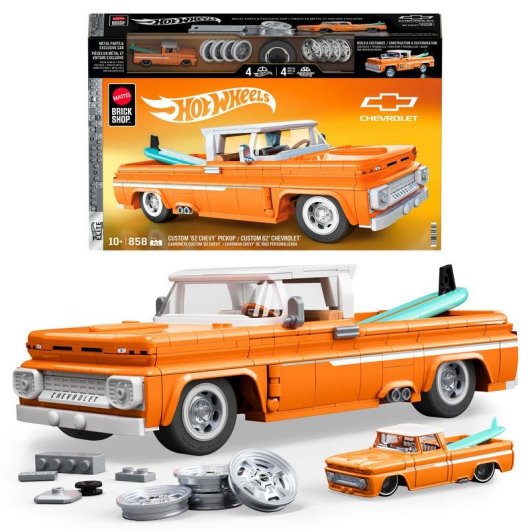 Mega Hot Wheels Brick Shop Custom Chevy Pickup 1962 JFT20 856 peças