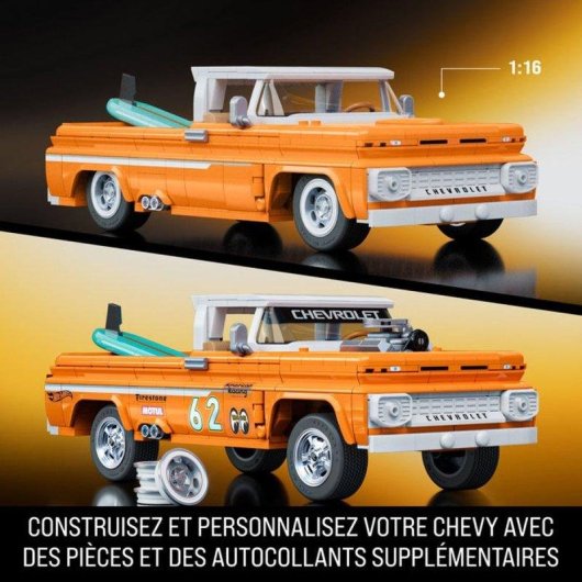 Mega Hot Wheels Brick Shop Custom Chevy Pickup 1962 JFT20 856 peças