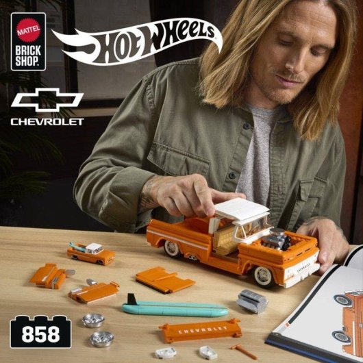 Mega Hot Wheels Brick Shop Custom Chevy Pickup 1962 JFT20 856 peças