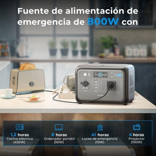 Estación de energía Oukitel P800E 512Wh 7 puertos LiFePO4 Carga rápida solar y AC