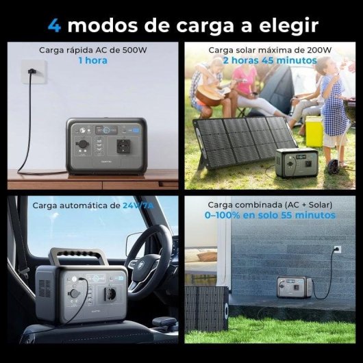 Estación de energía Oukitel P800E 512Wh 7 puertos LiFePO4 Carga rápida solar y AC
