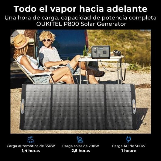 Estación de energía Oukitel P800E 512Wh 7 puertos LiFePO4 Carga rápida solar y AC