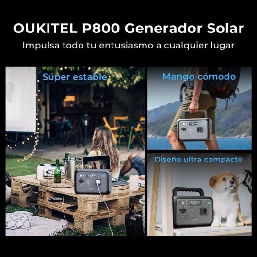 Estación de energía Oukitel P800E 512Wh 7 puertos LiFePO4 Carga rápida solar y AC