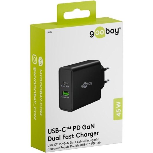 Goobay 45W GaN USB-C USB-A PD Ladegerät
