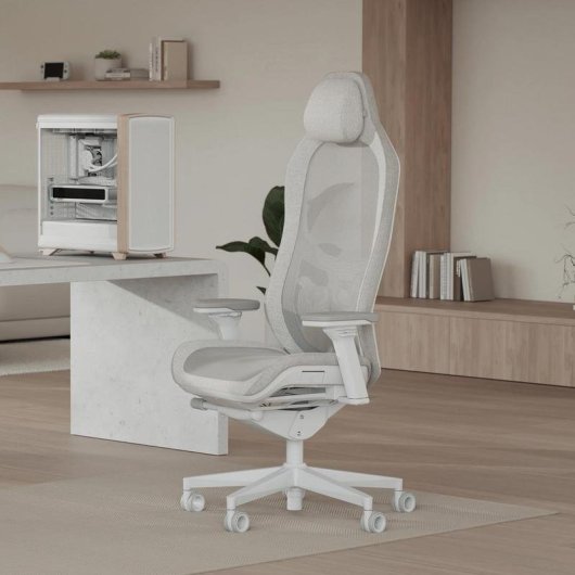 Cadeira Gaming Fractal Design Refine 2 Mesh Light Cinzento Base Alumínio Branco