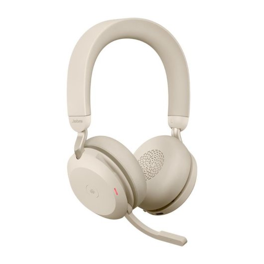 Auriculares Jabra Evolve2 75 inalámbricos Bluetooth con cancelación de ruido, micrófono y base de carga beige