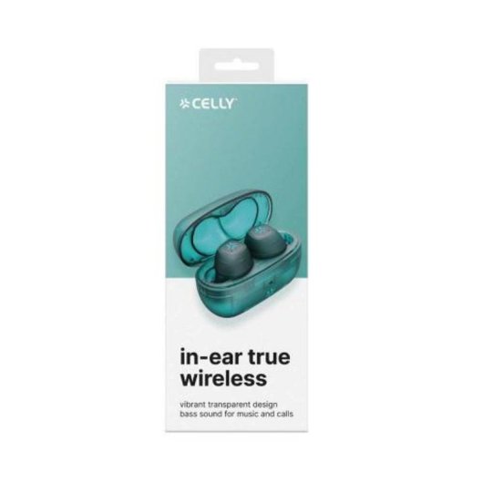 Celly Bluetooth kabellose Kopfhörer mit Mikrofon, Sprachassistent, türkisfarben