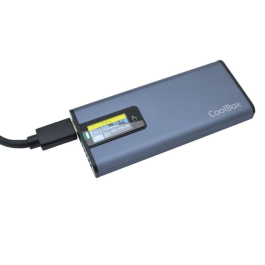 Caixa externa CoolBox miniChase M.2 Alumínio Cinzento USB 3.2 Gen 2 com ecrã LCD