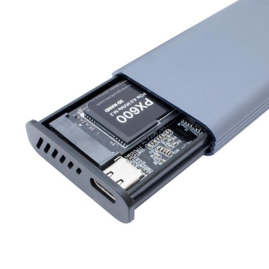 Caixa externa CoolBox miniChase M.2 Alumínio Cinzento USB 3.2 Gen 2 com ecrã LCD