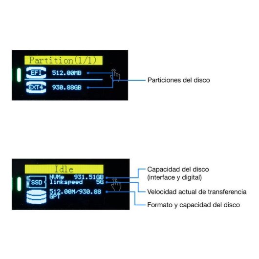 Caixa externa CoolBox miniChase M.2 Alumínio Cinzento USB 3.2 Gen 2 com ecrã LCD