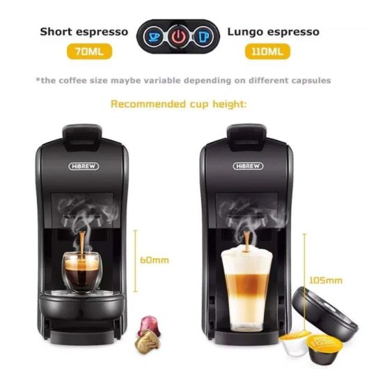 Máquina de café de cápsulas HiBREW H1A 1450 W 19 Bares extração quente e fria