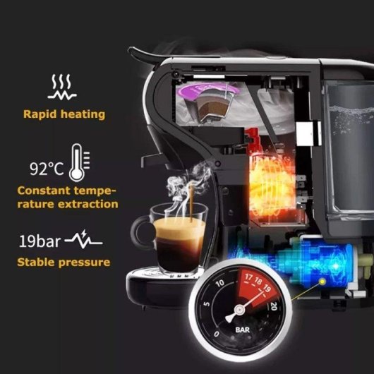 Máquina de café de cápsulas HiBREW H1A 1450 W 19 Bares extração quente e fria
