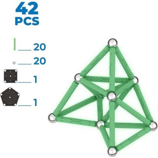 Geomag Ecofriendly Glow Set 42 Peças De Construção Magnética Com Varas Luminosas E Esferas 42 peças