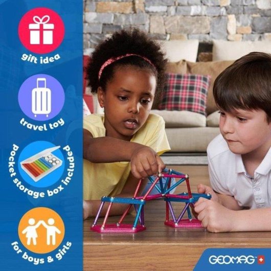 Geomag Ecofriendly Glow Set 42 Peças De Construção Magnética Com Varas Luminosas E Esferas 42 peças