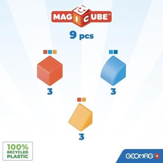 Geomag Magicube Shapes 208 Conjunto De 9 Blocos Magnéticos Em Plástico Reciclado