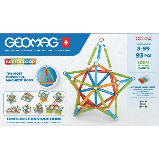 Geomag Supercolor Recycled Conjunto de Construção Magnética 93 Peças