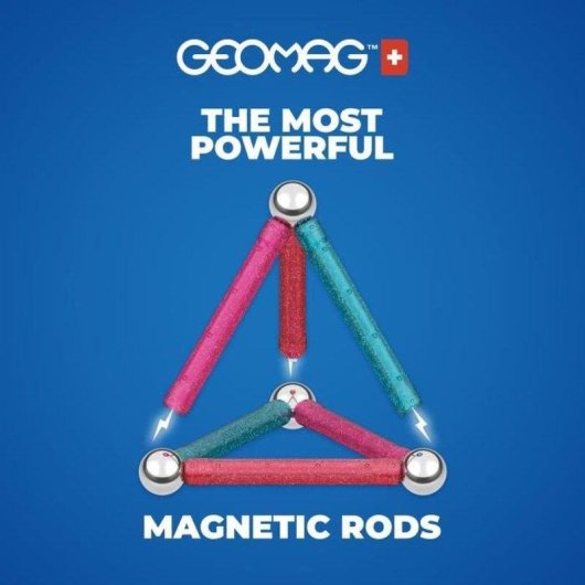 Geomag Ecofriendly Glitter Set Magnético 35 Peças com Ímanes de Neodímio para Construções 2D e 3D STEM