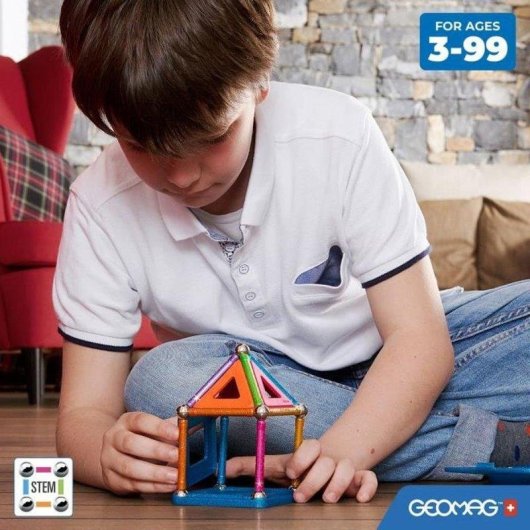 Geomag Ecofriendly Glitter Set Magnético 35 Peças com Ímanes de Neodímio para Construções 2D e 3D STEM