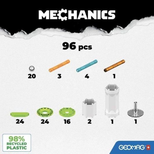 Geomag Mechanics Motion Flywheels 756 Set Magnético De Construção 96 peças