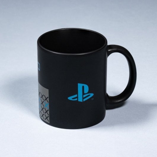 Taza Play Station Iconos Azul Y Negro Cerámica 325 Mls