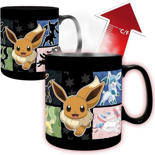 Taza Térmica Eevee Cambia De Color Pokémon Cerámica 460 Mls