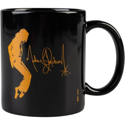 Taza Negra Michael Jackson Cerámica 350 Mls