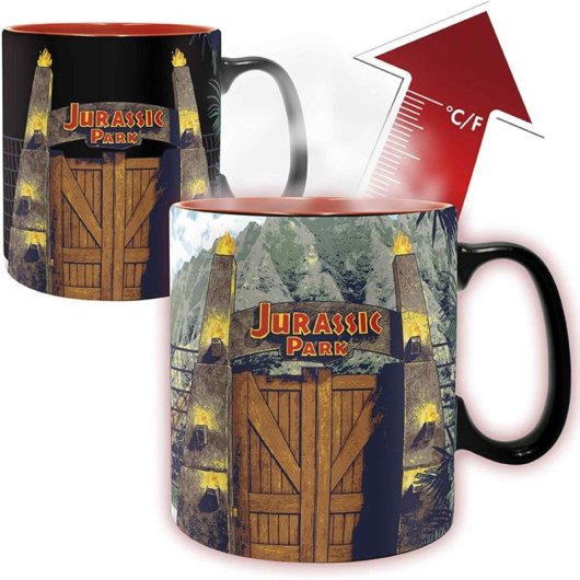 Taza Mágica Jurassic Park Puertas Parque Tiranosaurio Rex Térmica 460 Mls