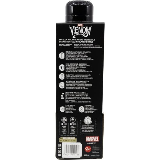 Botella Metálica Venom Face Marvel 515 Mls