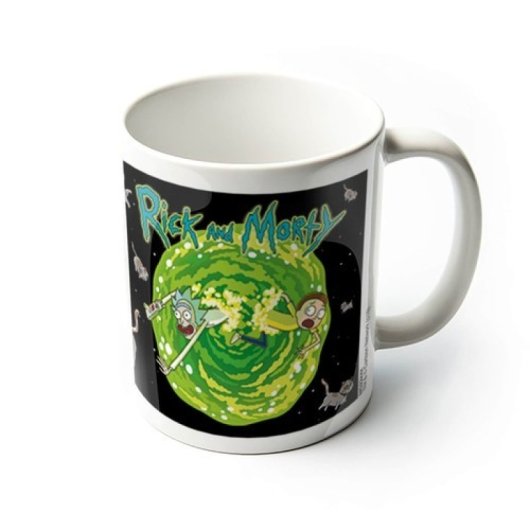 Taza Dimensión Gatos Voladores Rick Y Morty Cerámica 320 Mls