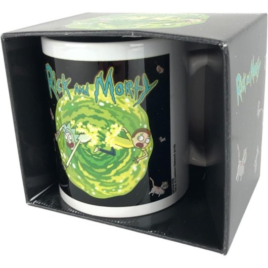 Taza Dimensión Gatos Voladores Rick Y Morty Cerámica 320 Mls