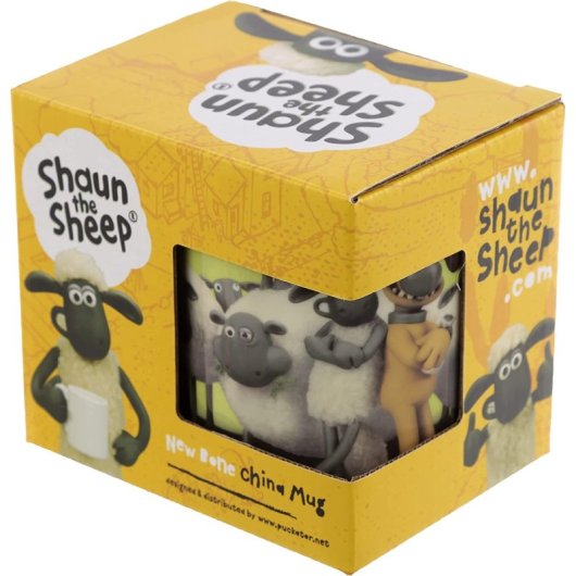 Taza La Oveja Shaun Rebaño Sobre Fondo Verde Porcelana 350 Mls