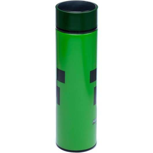 Bouteille Isotherme Puckator Creeper Minecraft Thermomètre Digital 450 ml