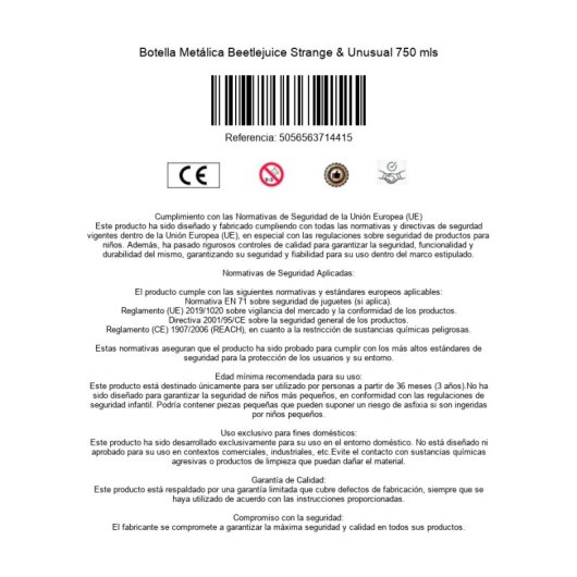Botella Metálica Beetlejuice Strange & Unusual 750 Mls