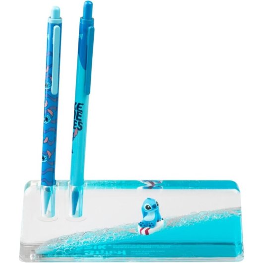Set Bolígrafo Y Portaminas Con Soporte Acrílico Stitch Disney