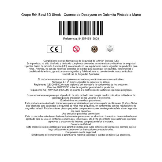 Bol 3d Shrek Cerámica 1 L