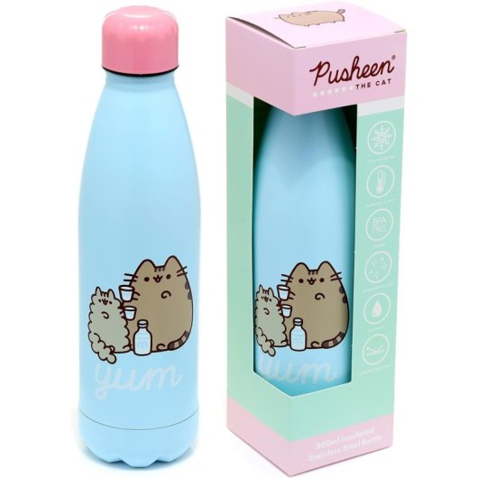 Bouteille Thermique Pusheen The Cat Métallique 500 ml Bouchon Rose