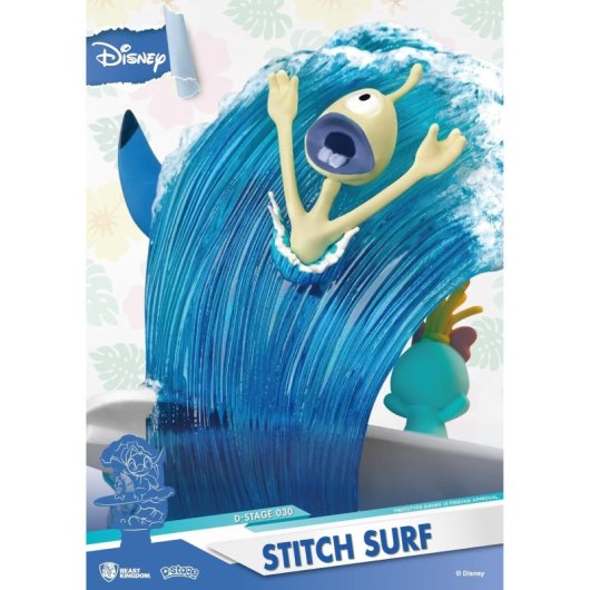 Diorama Stitch Surfeando Lilo & Stitch Disney 15 Cms
